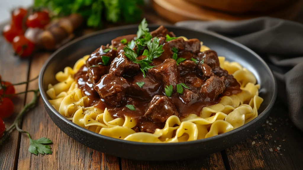 Beef Tips with Noodles