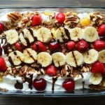 No Bake Banana Split Dessert In A Glass Dish