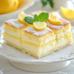 A Lemon Custard Cake With Fluffy Layers And Creamy Custard