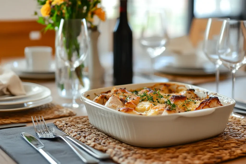 Forgoten Chicken Casserole On A Table