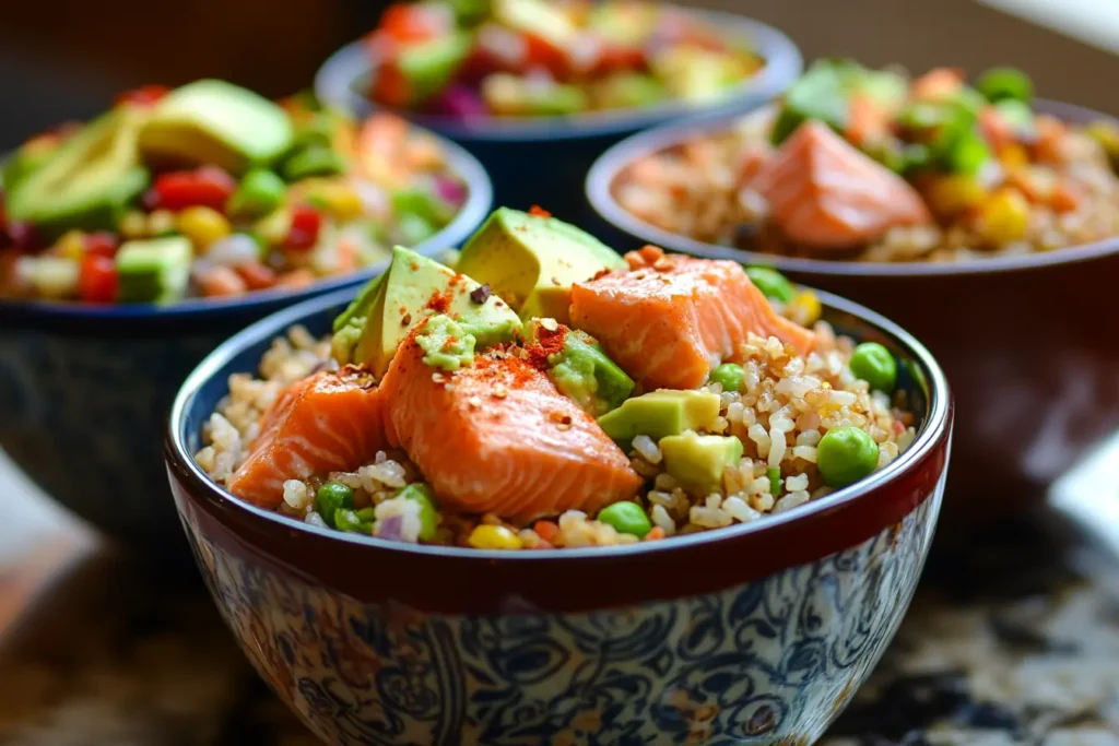 Four Types Of Salmon Rice Recipe