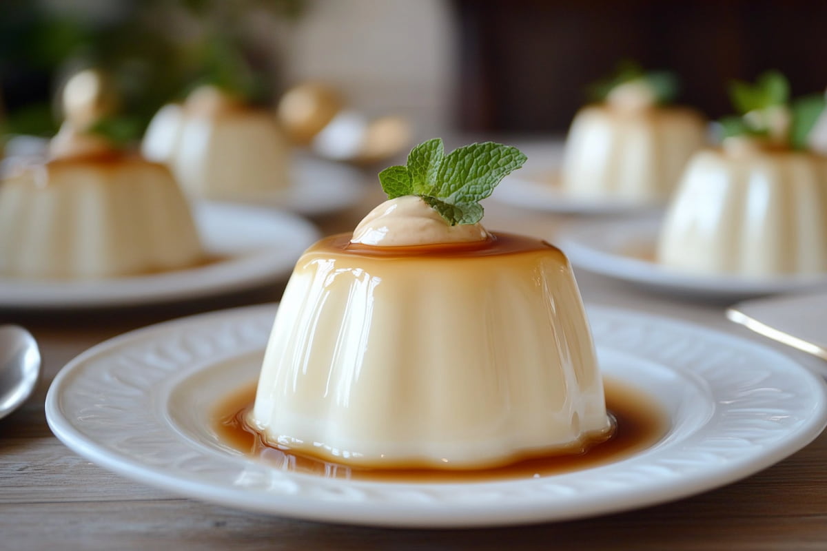 Is Bavarian Cream The Same As Panna Cotta Plated Bavarian Cream Dessert Decorated With Mint On Top