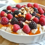 Delicious Protein Overnight Oats with berries and nuts