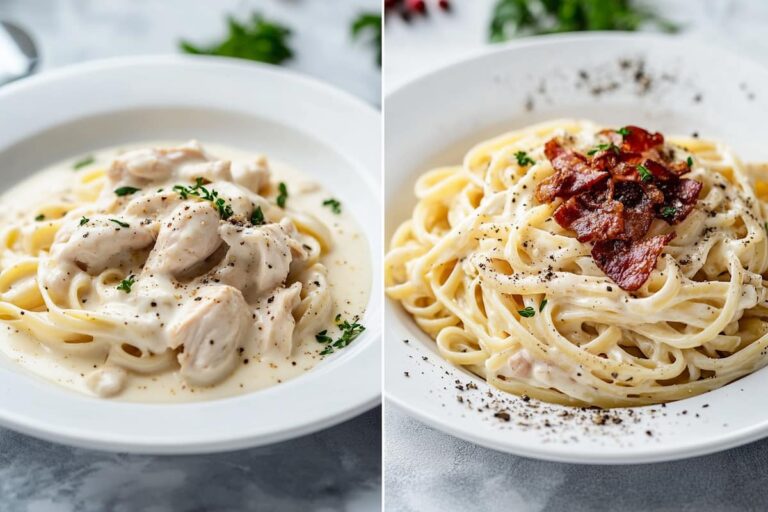 whats the difference between chicken alfredo and chicken carbonara