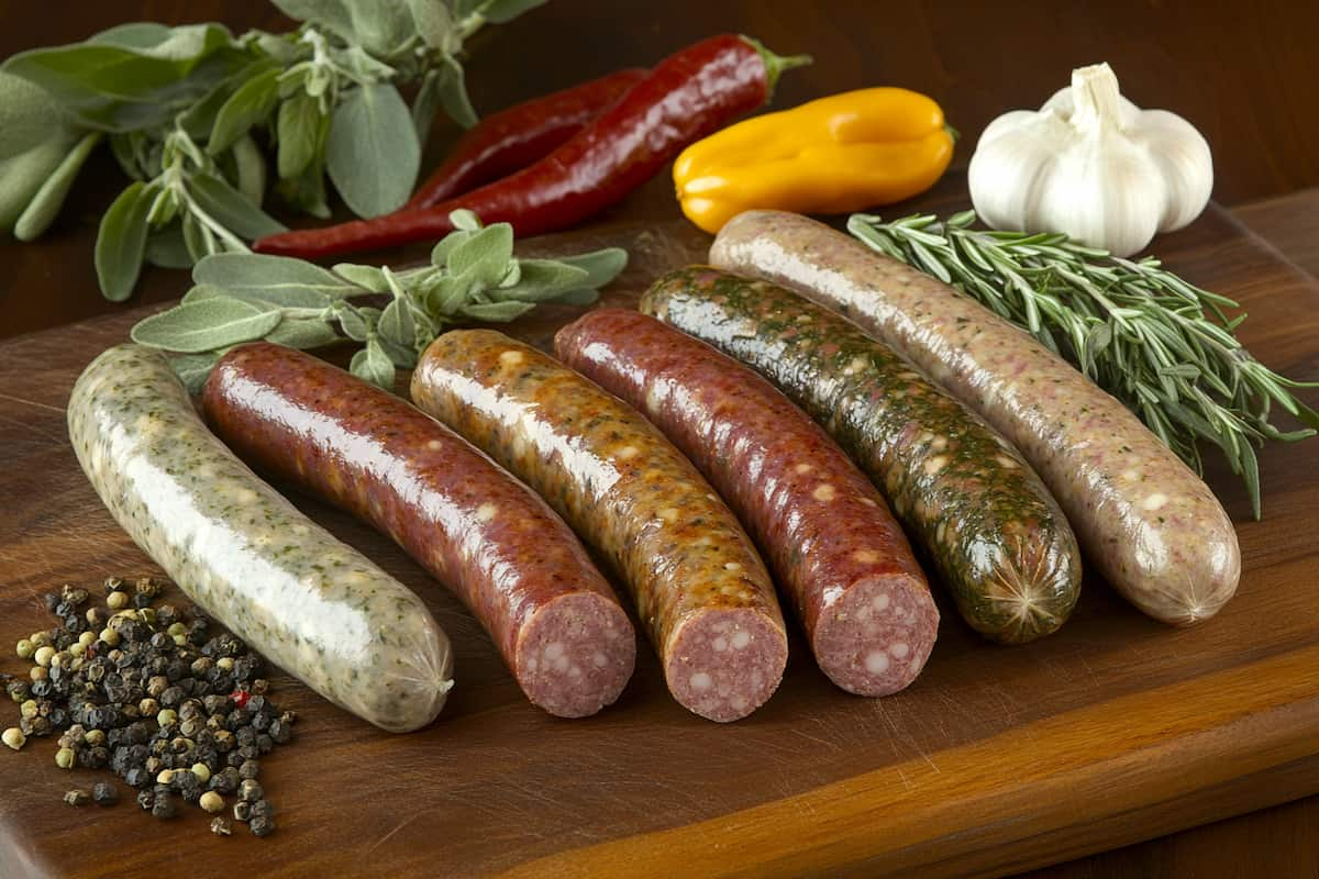 What Makes Breakfast Sausage Different From Regular Sausage A Variety Of Sausages On A Wooden Cutting Board